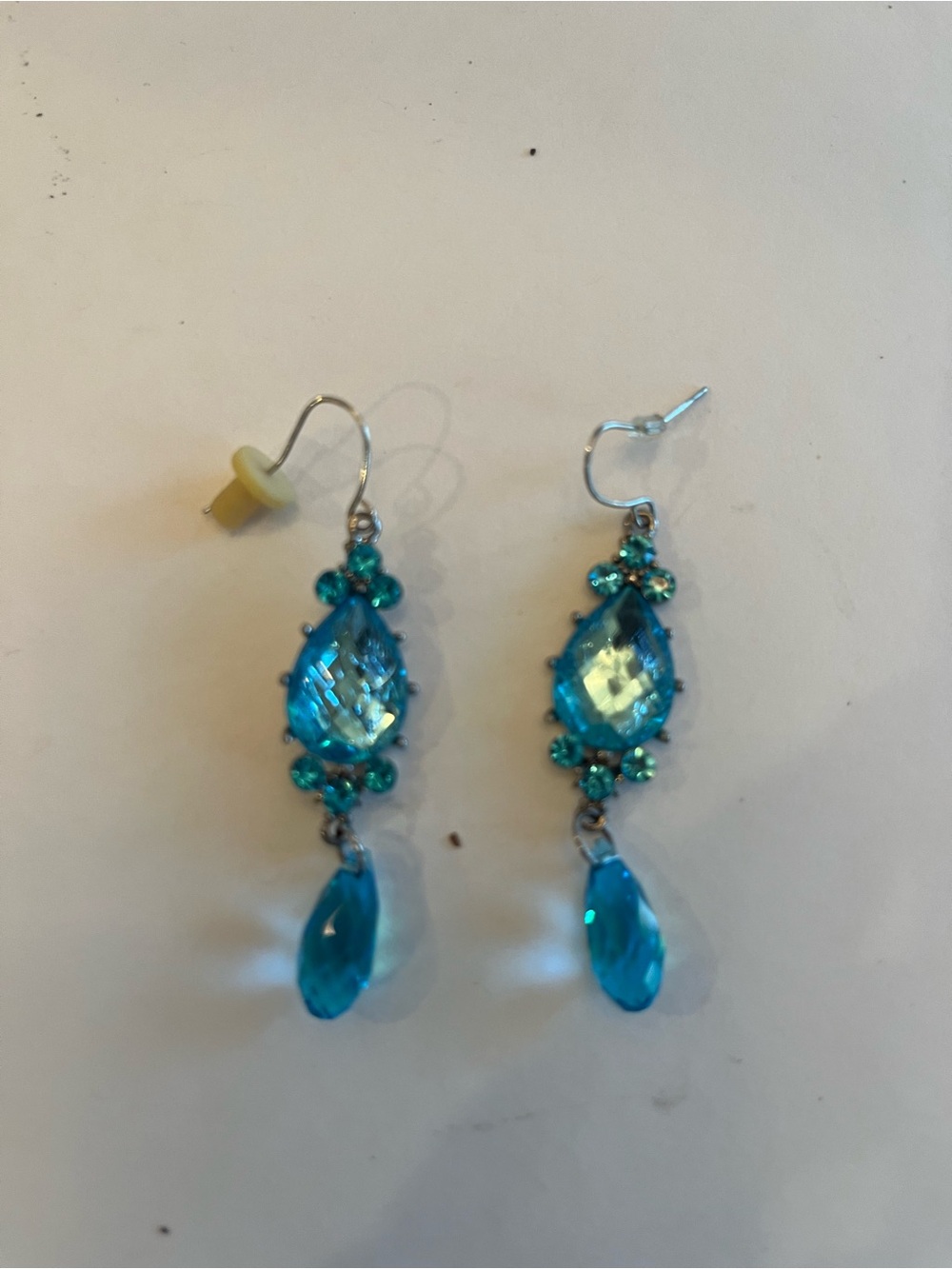 Blue Teardrop Crystal Dangle Earrings - Elegant Women's Jewelry